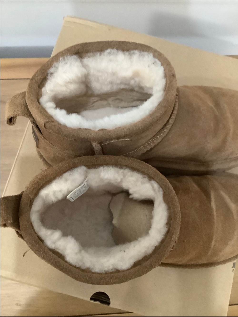 BearPaw Chestnut Short Suede Shearling Ankle Boots - Picture 3 of 6